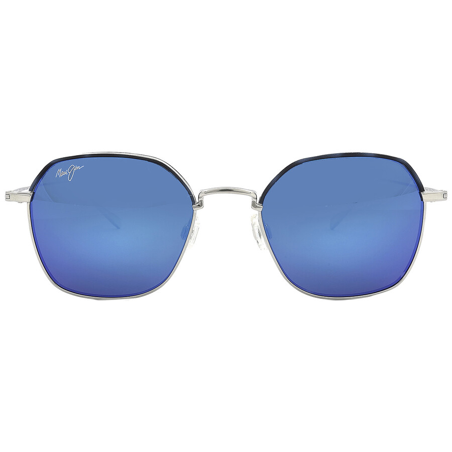 Shop Maui Jim Moon Doggy Blue Hawaii Geometric Unisex Sunglasses B874-17 In Blue / Silver