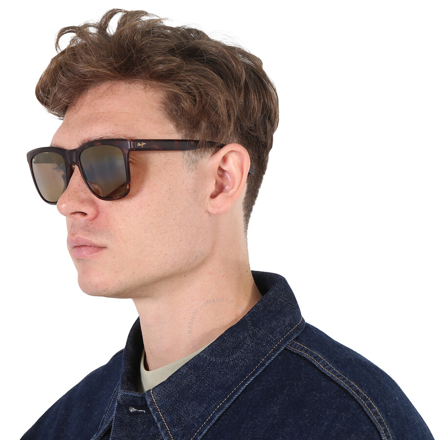 Maui Jim Pehu Hcl Bronze Square Unisex Sunglasses H602-10 55 In Bronze / Tortoise