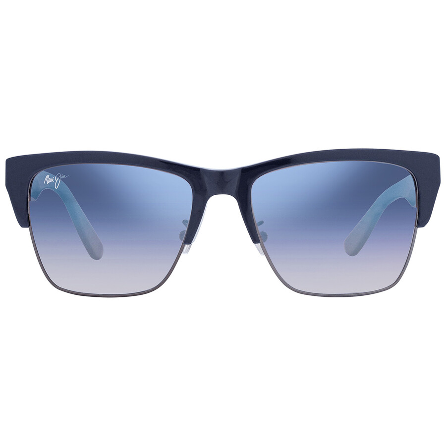 Shop Maui Jim Perico Dual Mirror Blue To Silver Square Unisex Sunglasses Dbs853-03 56 In Blue / Gun Metal / Gunmetal / Navy / Silver