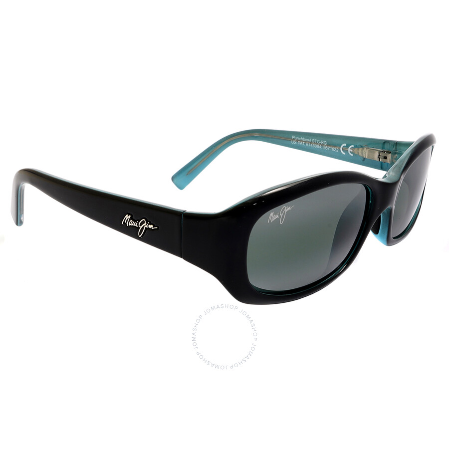 Maui Jim Punchbowl Neutral Grey Rectangular Ladies Sunglasses 219-03 54 In Black / Blue / Grey