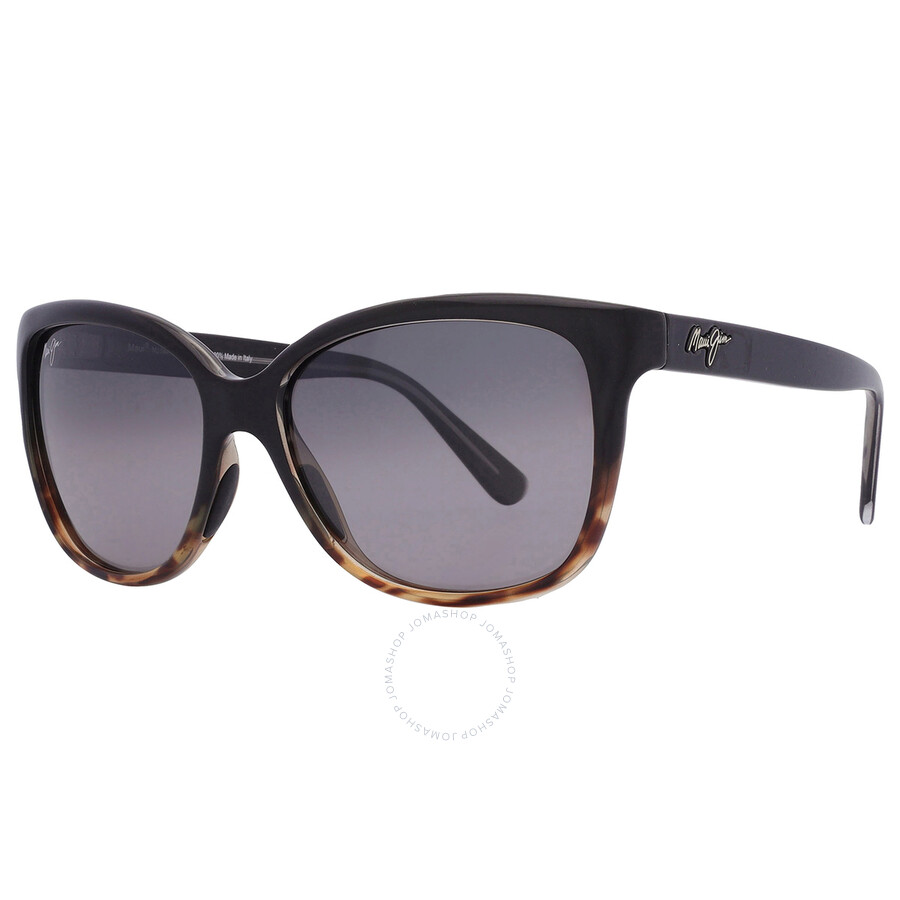 Maui Jim Starfish Neutral Grey Cat Eye Ladies Sunglasses Gs744-02t 56 In Black / Grey / Tortoise