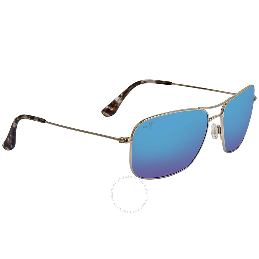 Maui Jim Wiki Wiki Polarized Blue Hawaii Pilot Men's Sunglasses B246-17 59 In Blue / Silver