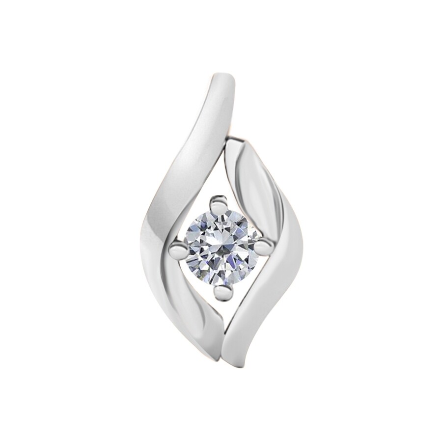 Maulijewels 0.25 Carat Round Natural Diamond ( I-j/ I2-i3 ) Prong Set Pendant In 14k White Gold With In White
