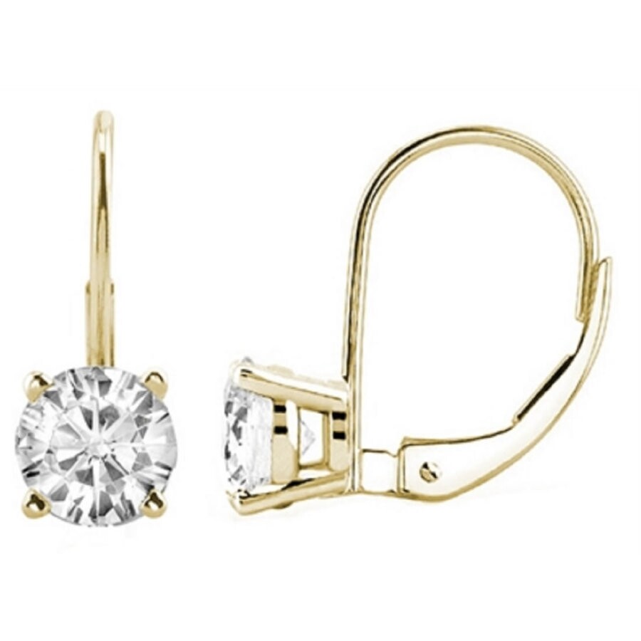 Maulijewels 0.30 Carat Natural White Diamond Lever Back Dangle Earrings For Women Made In 14k Yellow In White