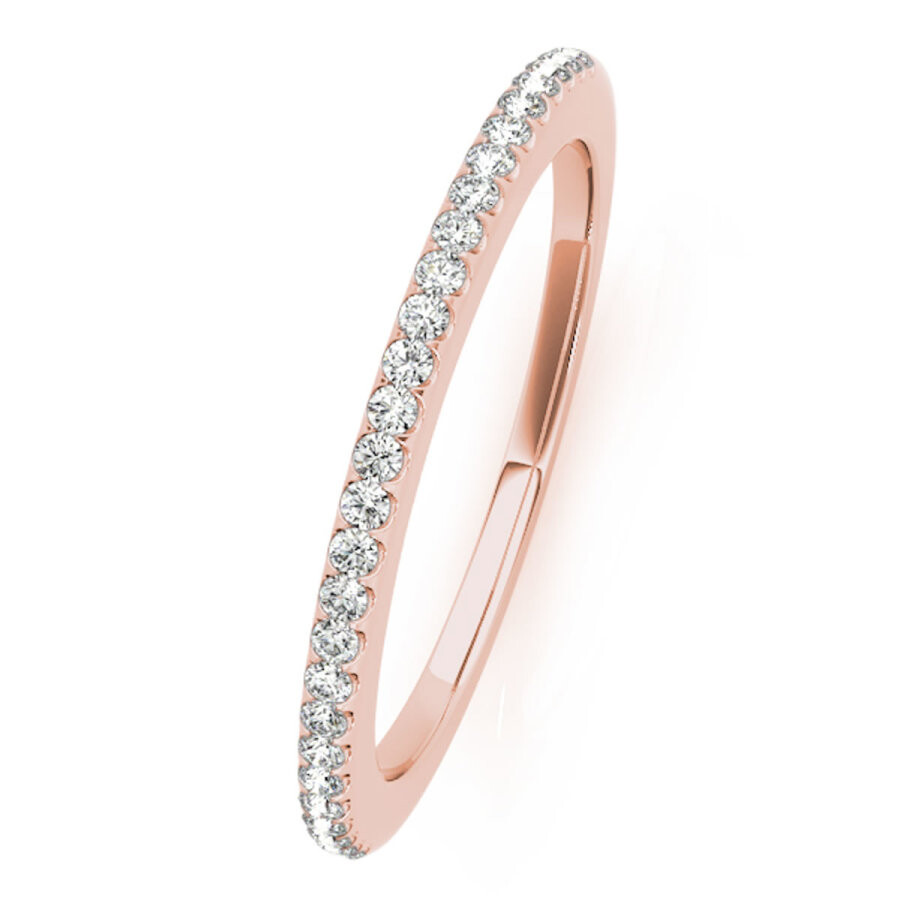 Maulijewels 0.14 Carat Diamond Wedding Band In 14k Rose Gold In Rose Gold-tone