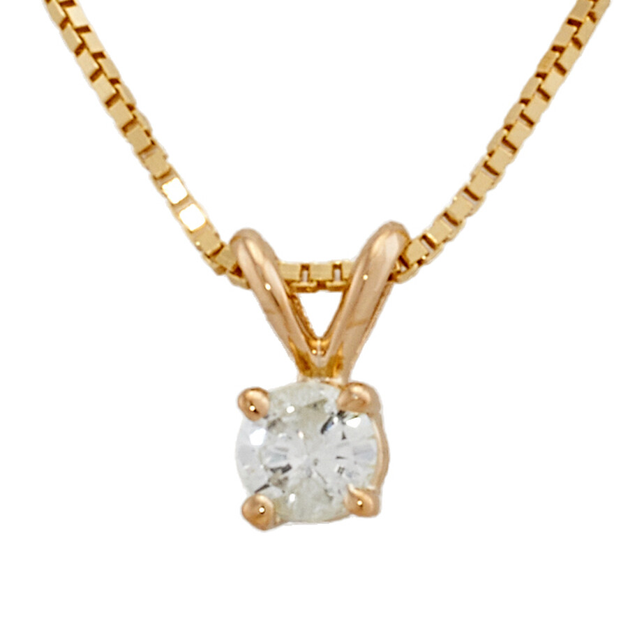 Maulijewels 0.20 Carat Natural Round White Diamond Solitaire Pendant In 14k Yellow Gold With 18" 14k In White