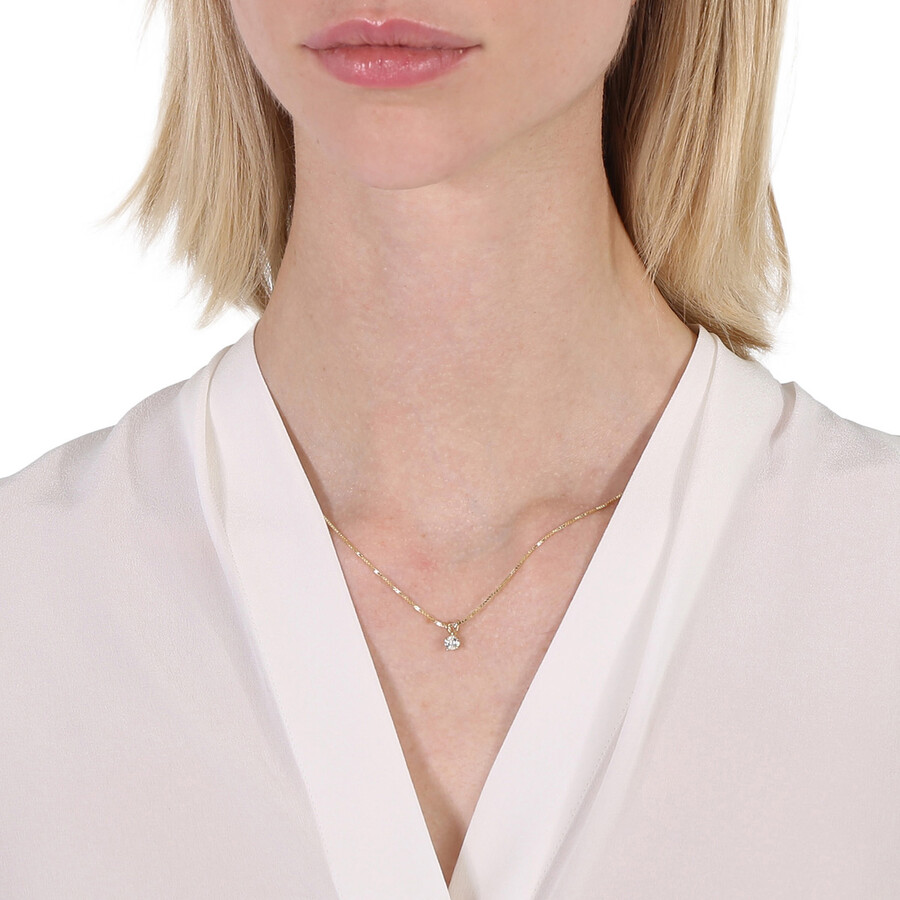 Maulijewels 0.20 Carat Natural Round White Diamond Solitaire Pendant In 14k Yellow Gold With 18" 14k In White