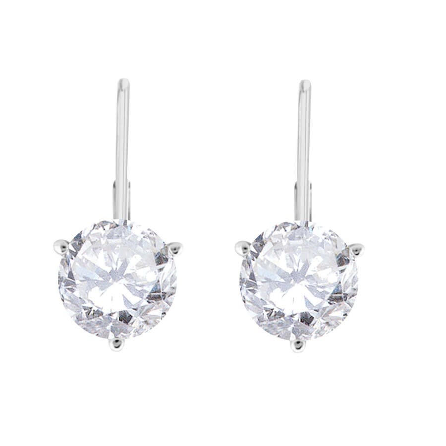 Shop Maulijewels 0.20 Carat Round Natural White Diamond 3 Prong Set Leverback Earrings For Womens In 14k