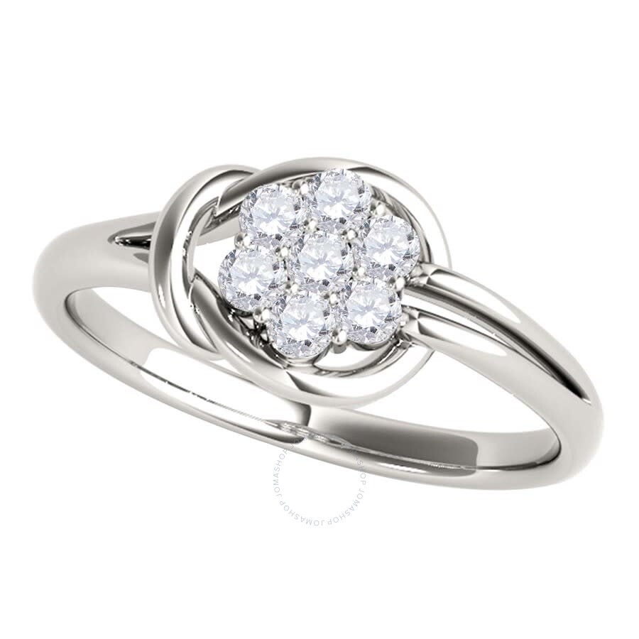 Maulijewels 0.25 Carat White Diamond Seven Stone Prong Set Women's Engagement Ring In 14k White Gold In White