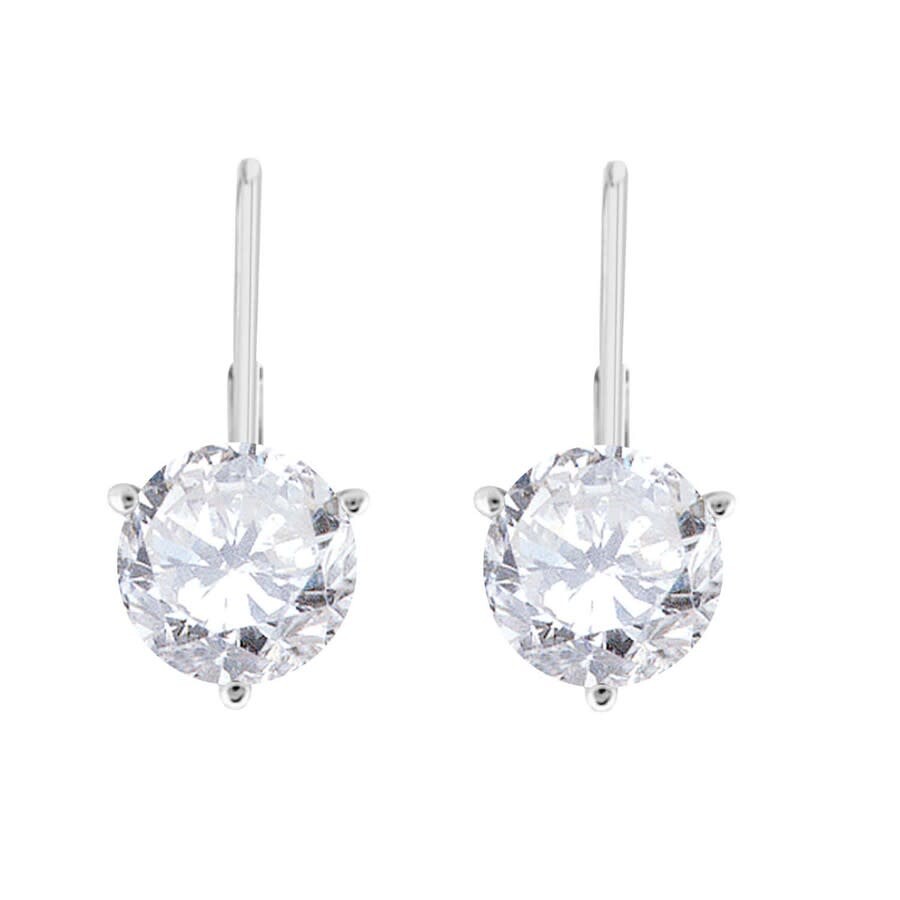 Maulijewels 0.70 Carat Natural Round White Diamond ( H-i/ I1-i2 ) Martini Leberback Earrings For Wom In White