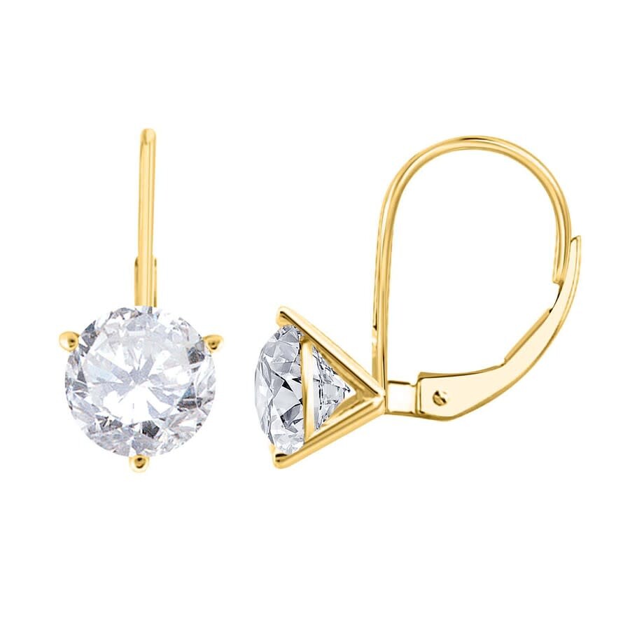 Shop Maulijewels 0.70 Carat Natural Round White Diamond ( H-i/ I1-i2 ) Martini Leberback Earrings For Wom In Yellow