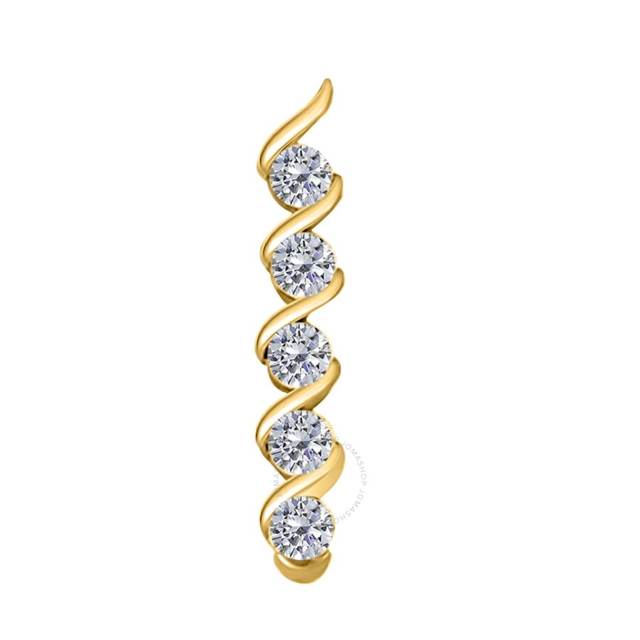 Maulijewels 1/4 Carat Diamond Five Stone Pendant In 10k Yellow Gold With 18" 10k Yellow Gold Plated In White