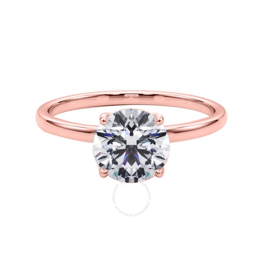 Maulijewels 1.50 Carat Diamond Moissanite Solitaire Engagement Rings For Women In 18k Rose Gold Ring In Pink