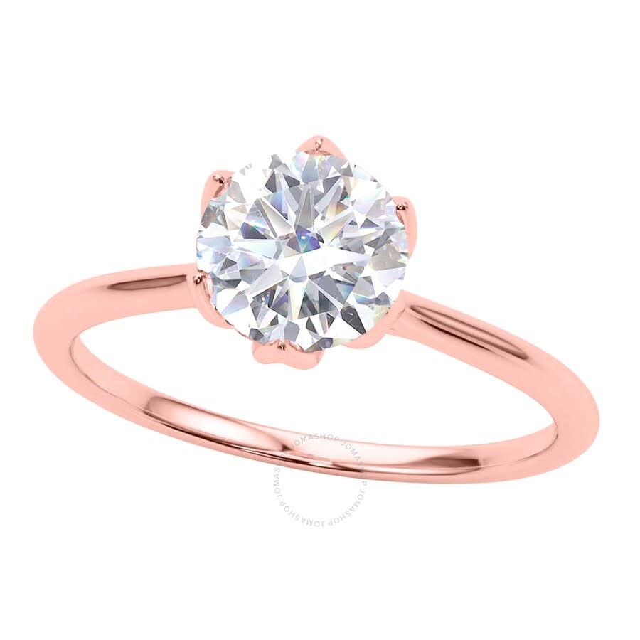 Shop Maulijewels 1.00 Carat Diamond ( G-h/ Vs1 ) Moissanite Solitaire Engagement Rings In 14k Solid Rose  In Pink