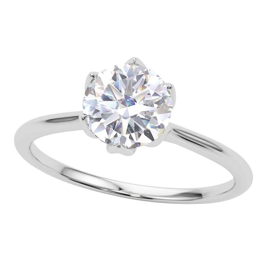 Maulijewels 1.00 Carat Diamond ( G-h/ Vs1 ) Moissanite Solitaire Engagement Rings In 14k Solid White In White