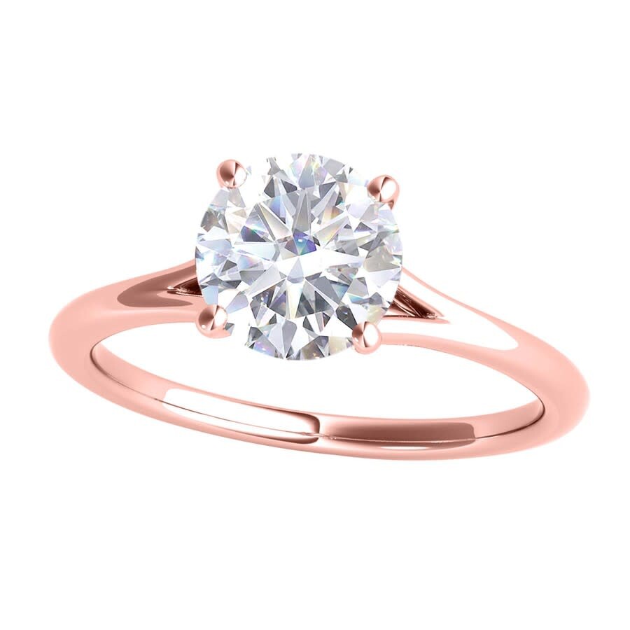 Shop Maulijewels 1.00 Carat Moissanite White Diamond ( G-h/ Vs1 ) Engagement Wedding Rings In 14k Rose Go In Pink