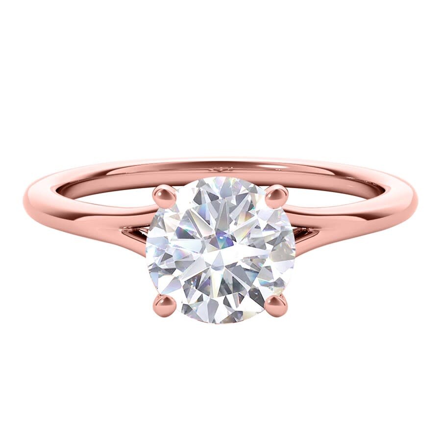 Maulijewels 1.00 Carat Moissanite White Diamond ( G-h/ Vs1 ) Engagement Wedding Rings In 14k Rose Go In Pink
