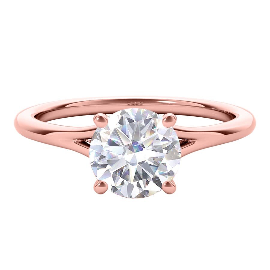 Shop Maulijewels 1.00 Carat Moissanite White Diamond ( G-h/ Vs1 ) Engagement Wedding Rings In 14k Rose Go In Pink