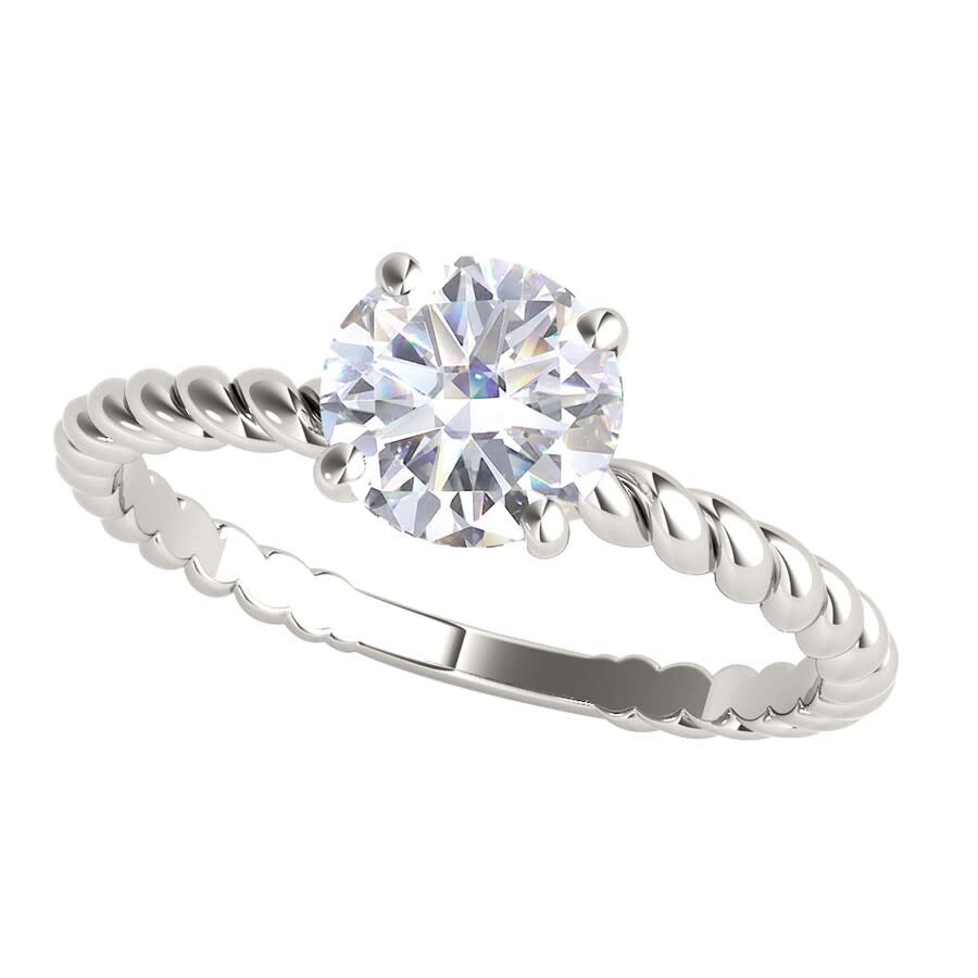 Maulijewels 1.00 Carat White Moissanite Diamond Engagement Ring For Women In 14k White Gold In Ring  In White