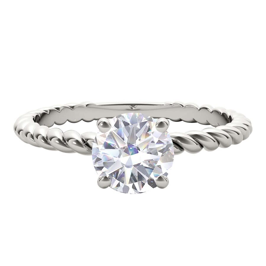 Maulijewels 1.00 Carat White Moissanite Diamond Engagement Ring For Women In 14k White Gold In Ring  In White
