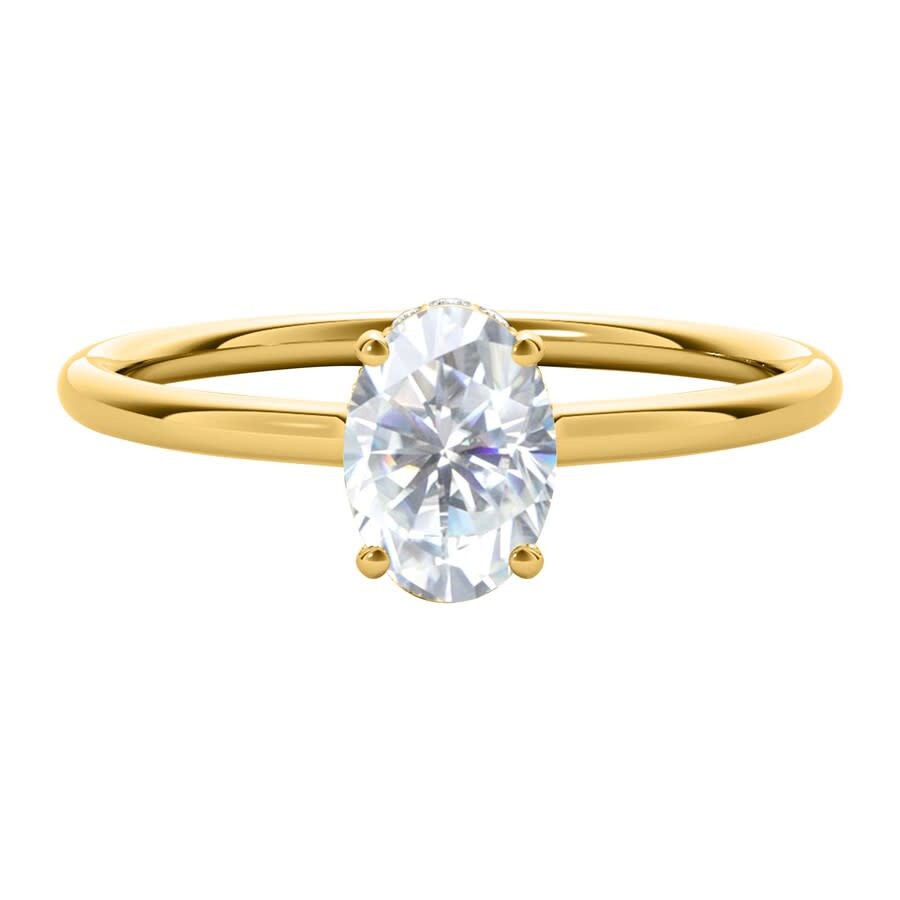 Shop Maulijewels 1.05 Carat Oval Moissanite And Natural Diamond Solitaire Engagement Rings For Women In 1 In Yellow