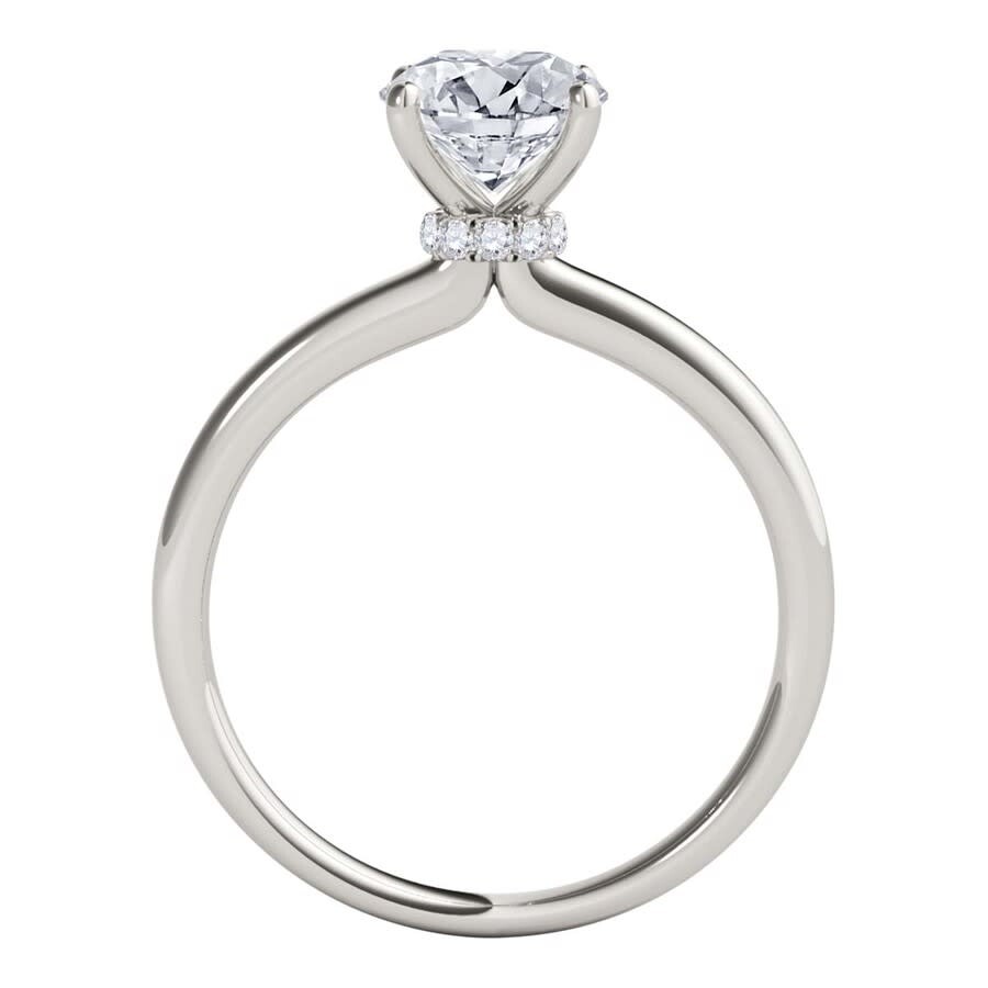 Maulijewels 1.05 Carat Round White Diamond Solitaire Style Engagement Ring In 14k White Gold In White