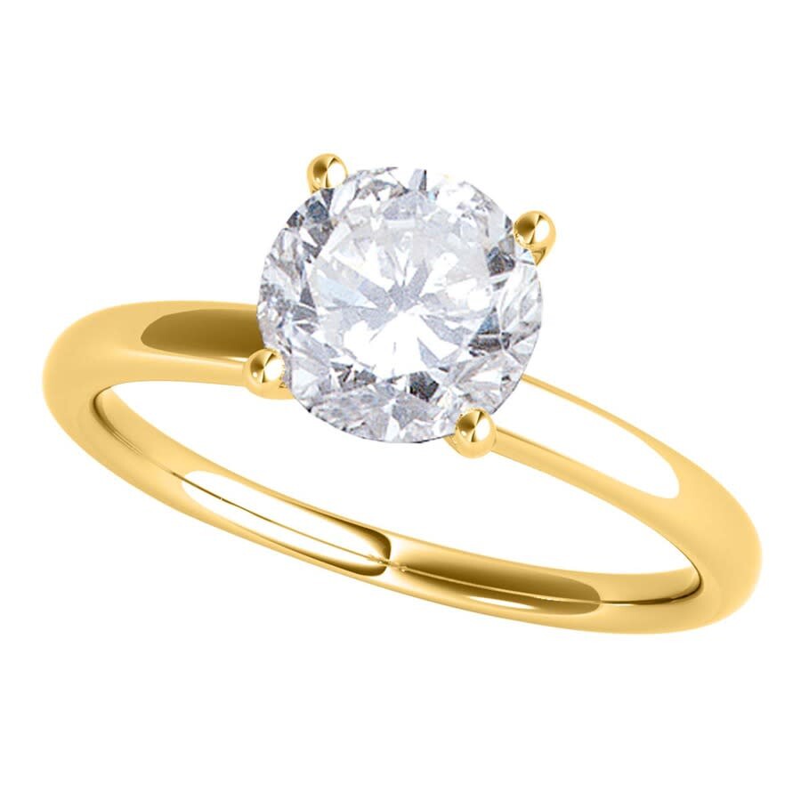Maulijewels 1.05 Carat Round White Diamond Solitaire Style Engagement Ring In 14k Yellow Gold In White