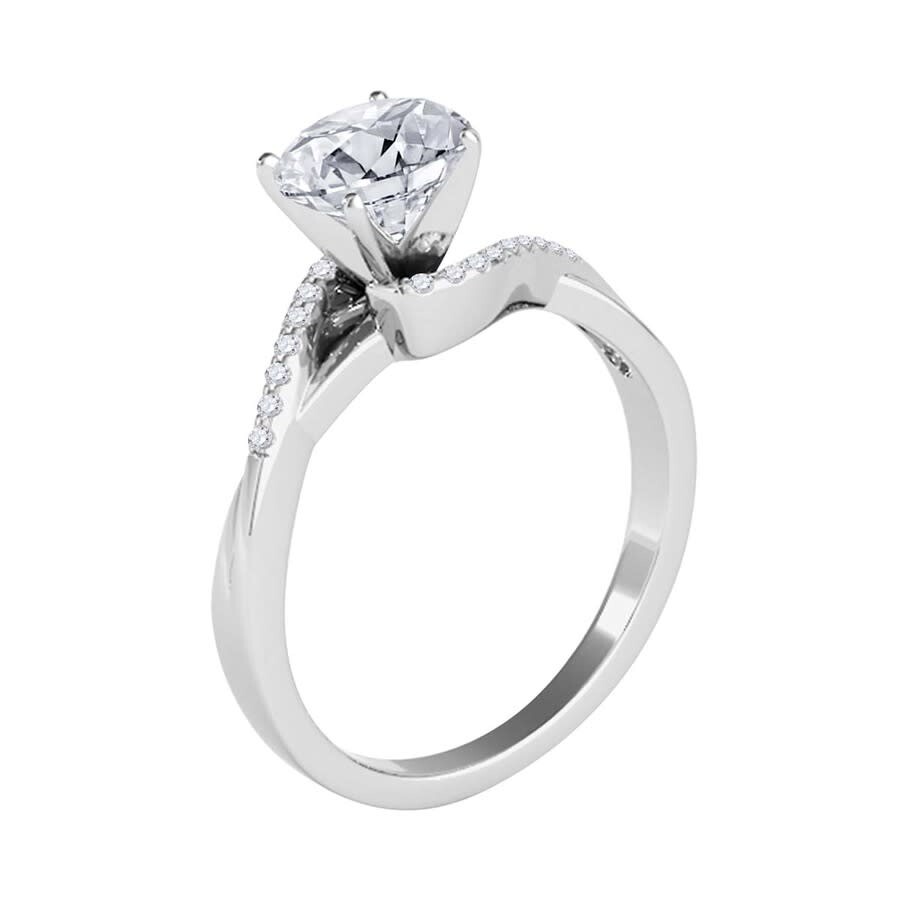 Maulijewels 1.10 Carat White Diamond Solitaire Style Engagement Ring 18k Solid White Gold In White