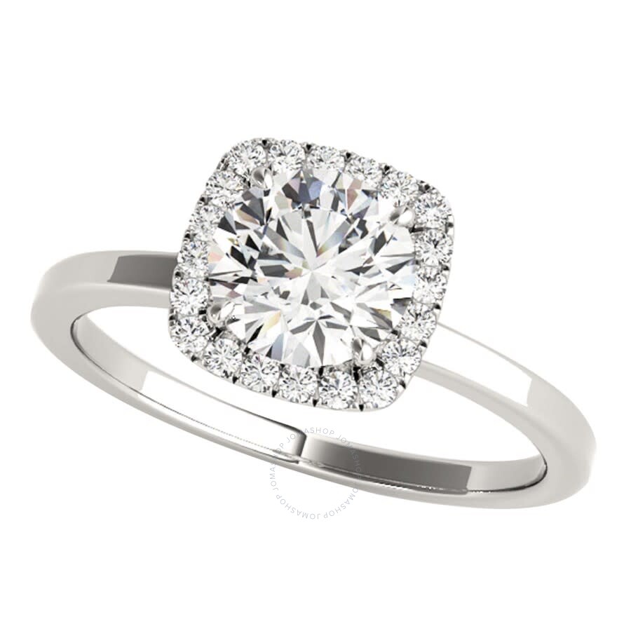 Shop Maulijewels 1.15 Carat Moissanite & Halo Natural Diamond Engagement Ring In 14k White Gold Ring Size