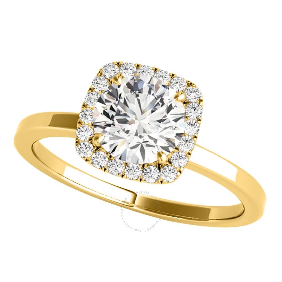 Maulijewels 1.15 Carat Moissanite & Halo Natural Diamond Engagement Ring In 14k Yellow Gold Ring Siz In Yellow
