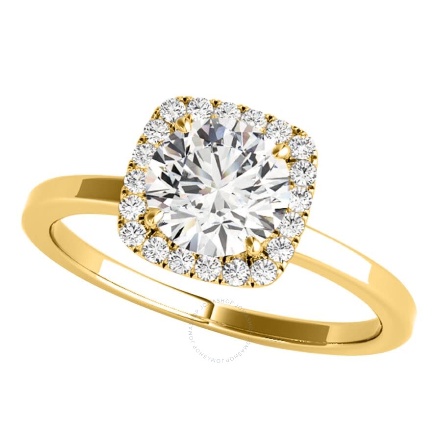 Shop Maulijewels 1.15 Carat Moissanite & Halo Natural Diamond Engagement Ring In 14k Yellow Gold Ring Siz