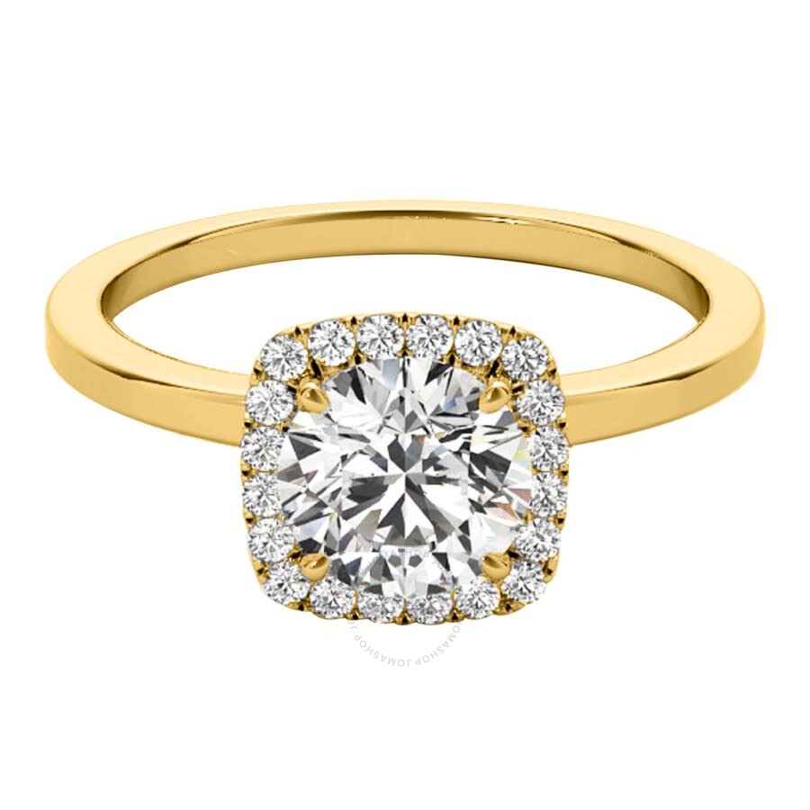 Shop Maulijewels 1.15 Carat Moissanite & Halo Natural Diamond Engagement Ring In 14k Yellow Gold Ring Siz