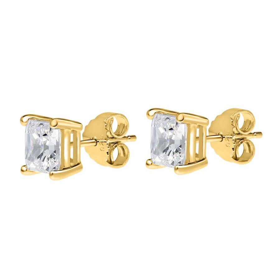 Shop Maulijewels 1/2 Carat Natural Princess Cut Diamond ( H-i / I1-i2 ) Women Stud Earrings In 14k Solid  In White