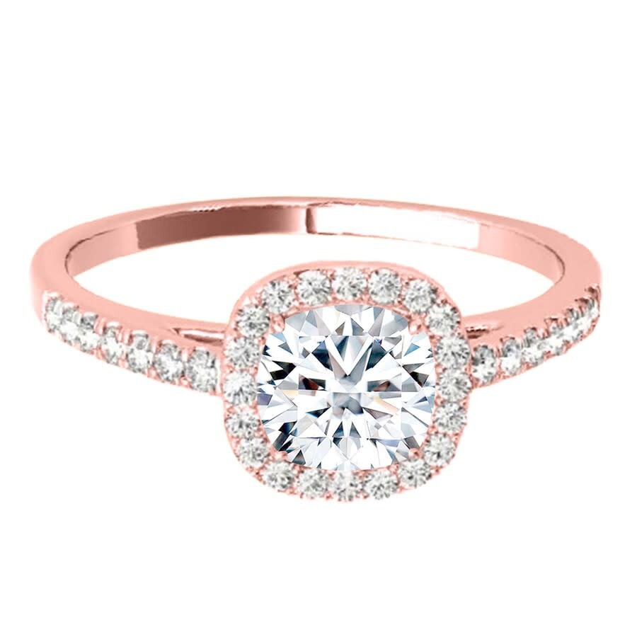 Shop Maulijewels 1.25 Carat Cushion Cut Halo Diamond Moissanite Engagement Ring In 14k Rose Gold In Ring  In Pink