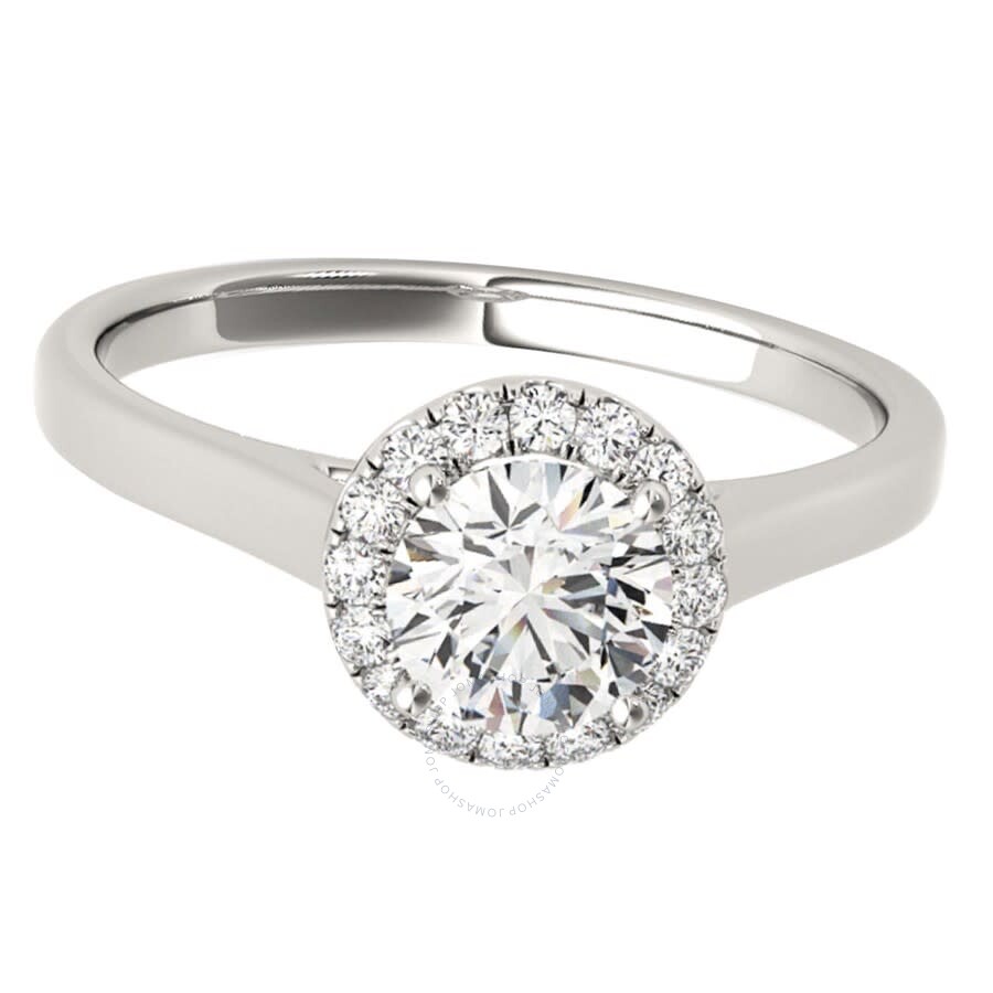 Maulijewels 1.25 Carat Moissanite & Halo Round Diamond Engagement Ring 14k Solid White Gold In White