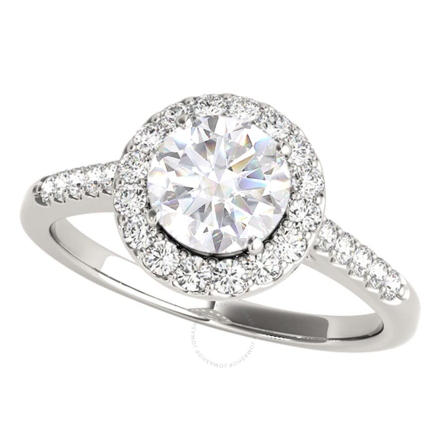 Maulijewels 1.40 Carat Halo Moissanite Diamond Engagement Rings For Women In 10k Solid White Gold In In White