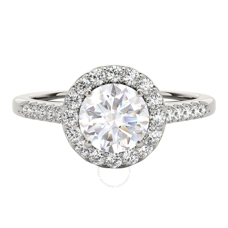 Maulijewels 1.40 Carat Halo Moissanite Diamond Engagement Rings For Women In 10k Solid White Gold In In White