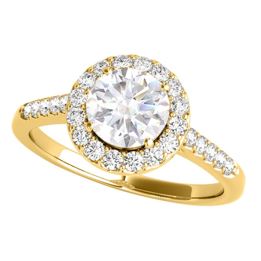 Maulijewels 1.40 Carat Halo Moissanite Diamond Engagement Rings For Women In 10k Solid Yellow Gold I In Yellow