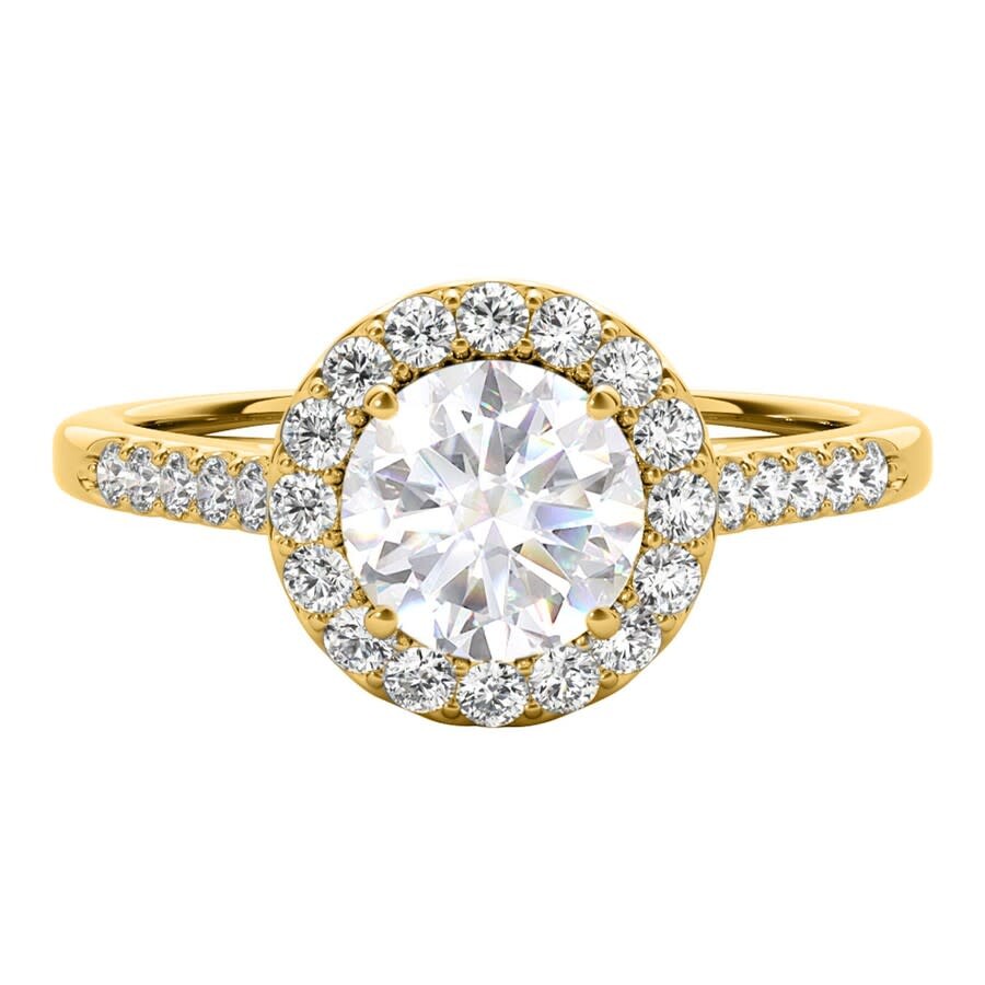 Maulijewels 1.40 Carat Halo Moissanite Diamond Engagement Rings For Women In 10k Solid Yellow Gold I In Yellow