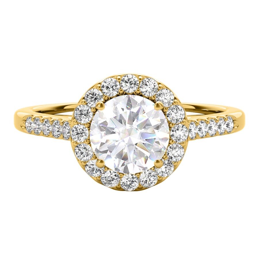 Shop Maulijewels 1.40 Carat Halo Moissanite Diamond Engagement Rings For Women In 10k Solid Yellow Gold I