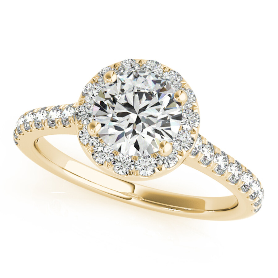 Maulijewels 14k Yellow Gold Bridal Set 0.75 Carat Halo Diamond Engagement Ring In Yellow