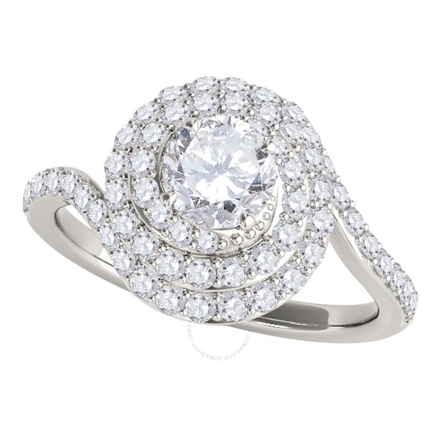 Maulijewels 1.50 Carat Natural Diamond Halo Bridal Set Engagement Rings In 14k White Gold Ring Size In White