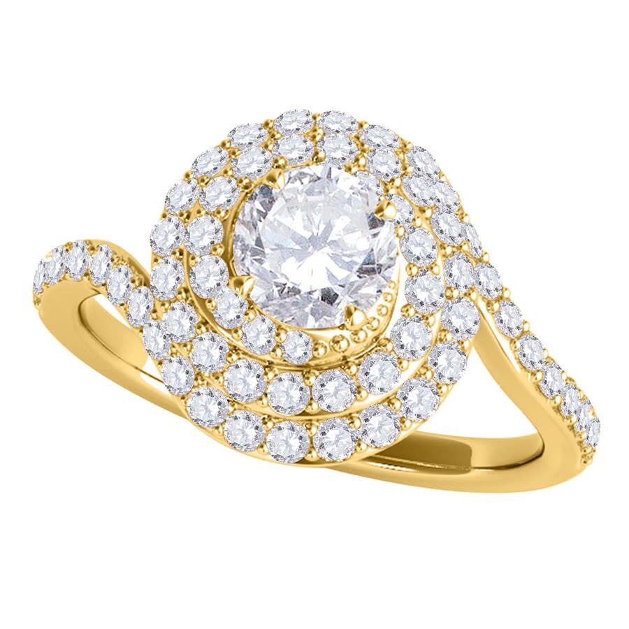 Shop Maulijewels 1.50 Carat Natural Diamond Halo Bridal Set Engagement Rings In 14k Yellow Gold Ring Size