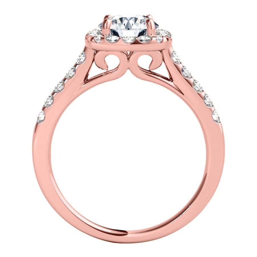 Maulijewels 1.53 Carat Halo Diamond Moissanite Engagement Ring In 14k Solid Rose Gold In Ring Size 7 In Pink