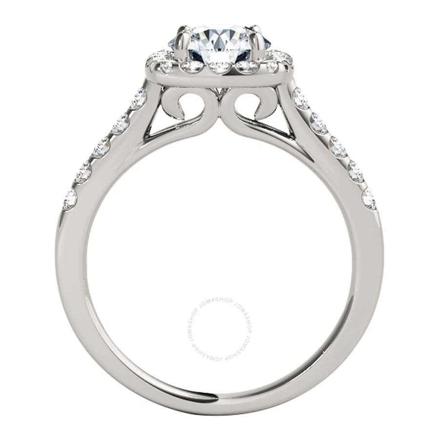 Maulijewels 1.53 Carat Halo Diamond Moissanite Engagement Ring In 14k Solid White Gold In Ring Size  In White