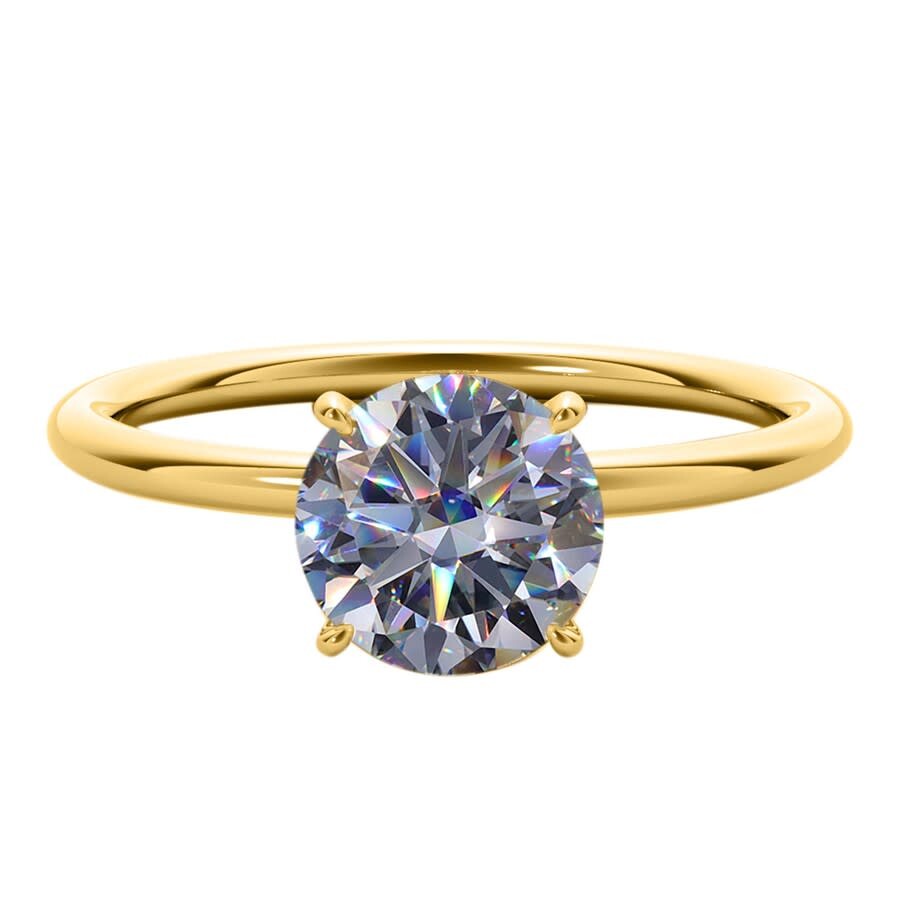 Maulijewels 1.56 Carat Diamond Moissanite Solitaire Engagement Ring For Women In 14k Solid Yellow Go In Yellow