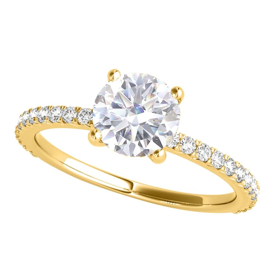 Maulijewels 1.76 Carat Diamond Moissanite Engagement Rings For Women In 14k Solid Yellow Gold In Rin In Yellow