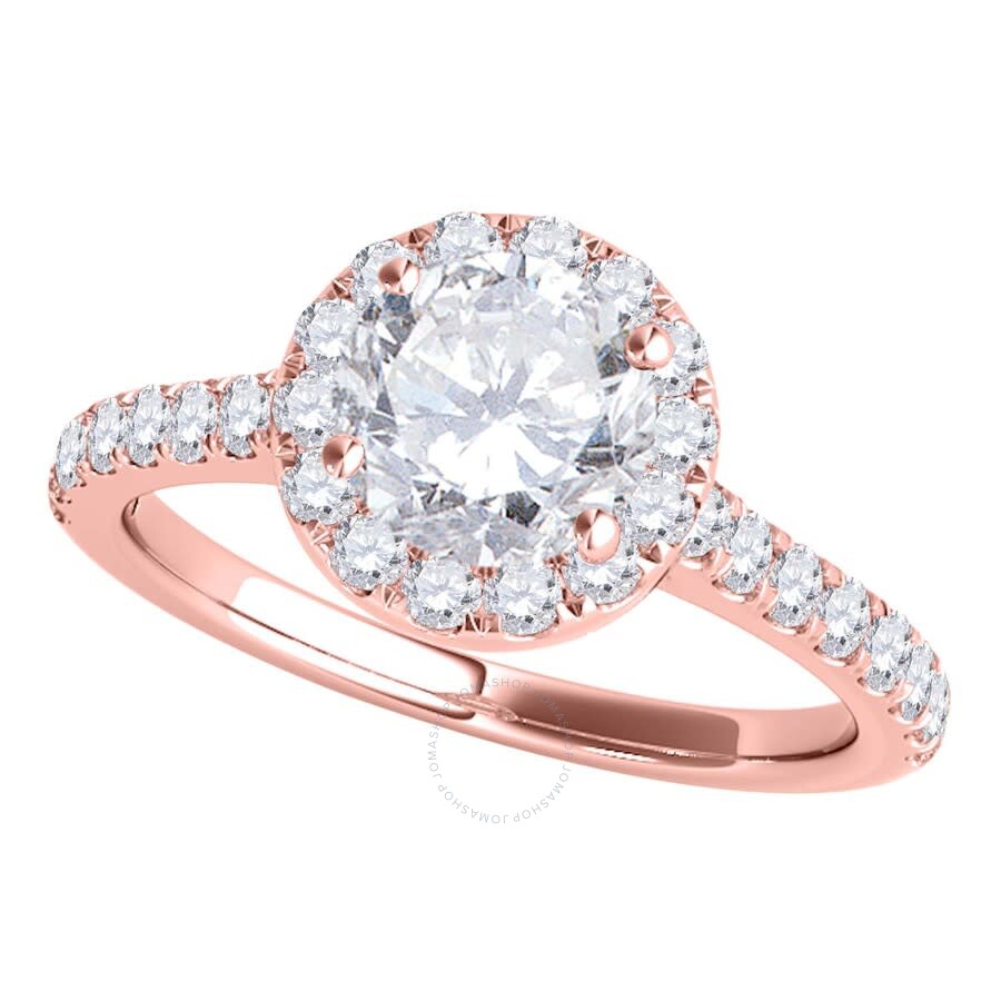 Maulijewels 18k Rose Gold 1.60 Carat Natural Halo Diamond Bridal Set Engagement Ring For Womens In R In Pink