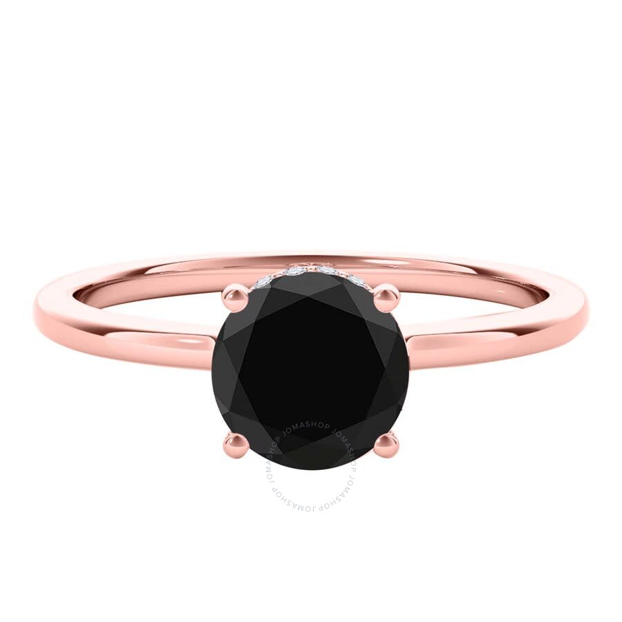 MAULIJEWELS MAULIJEWELS 18K SOLID ROSE GOLD 1.06 CARAT NATURAL BLACK & WHITE DIAMOND SOLITAIRE ENGAGEMENT RING F