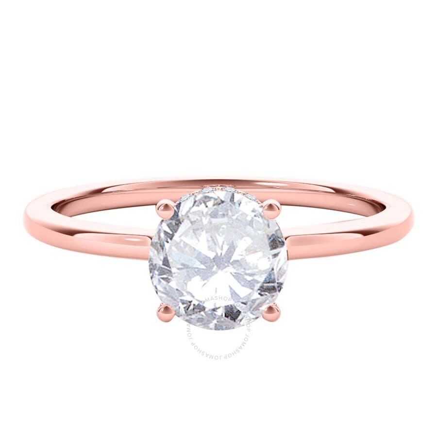 Maulijewels 18k Solid Rose Gold 1.06 Carat Round White Diamond ( H-i / Si1-si2 ) Solitaire Engagemen In Pink